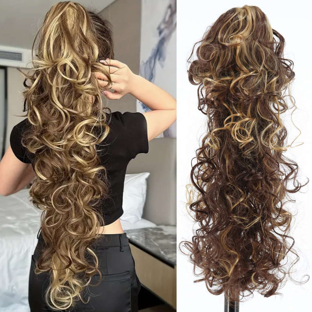 Novo estilo peruca, rabo de cavalo alto, feminino 22 polegadas garra ...