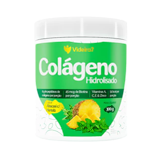 Colágeno Hidrolisado com Vitaminas, Minerais e Biotina – Sabor Abacaxi com Hortelã | 300g em Oferta na Shopee