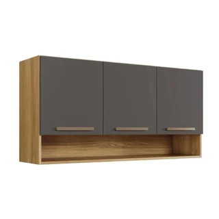 Armário Aéreo Plus 3 Portas com Nicho Cinamomo Grafite