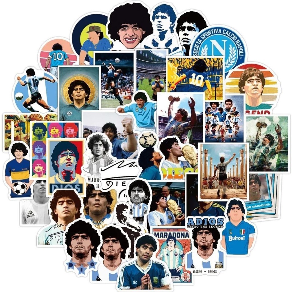50 Adesivos Maradona Stickers Deus Futebol Argentina Diego Hermano