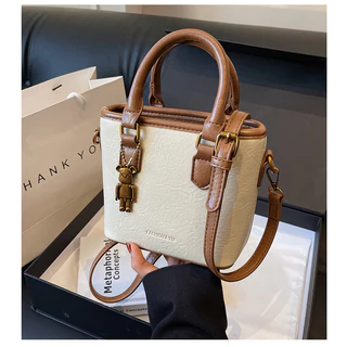 Urso de alto grau feminino ornamentos portátil balde saco moda escuro padrão ombro saco Messenger Bag