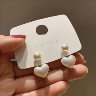1 Par De Pequenos Brincos De Pérolas De Amor , Versáteis E De Temperamento Minimalista