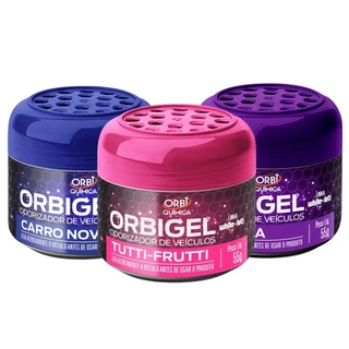 Kit 3 Odorizadores Cheirinho Automotivo Em Gel Fragrâncias Carro Novo TuttiFruti Lavanda 55g Cada