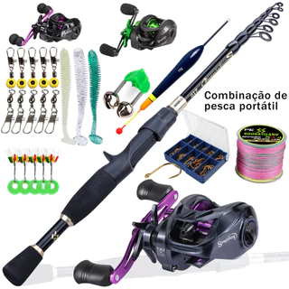 Sougayilang Vara de pesca de fibra de carbono combinada de pesca telescópica portátil de alta qualidade 1.8M-2.4M, carretel de fundição de metal completo, adequado para pesca ao ar livre