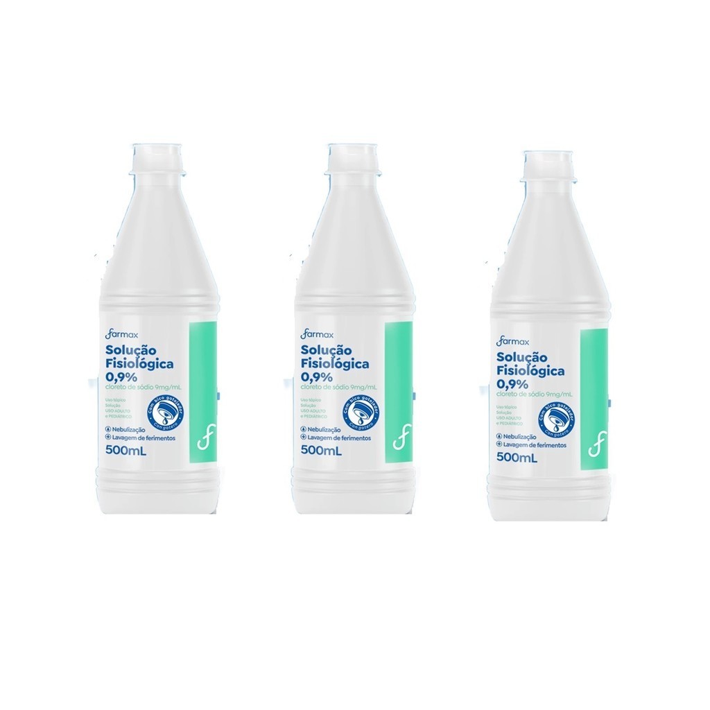 KIT 3 Soro Fisiológico Farmax 0,9% 500ml