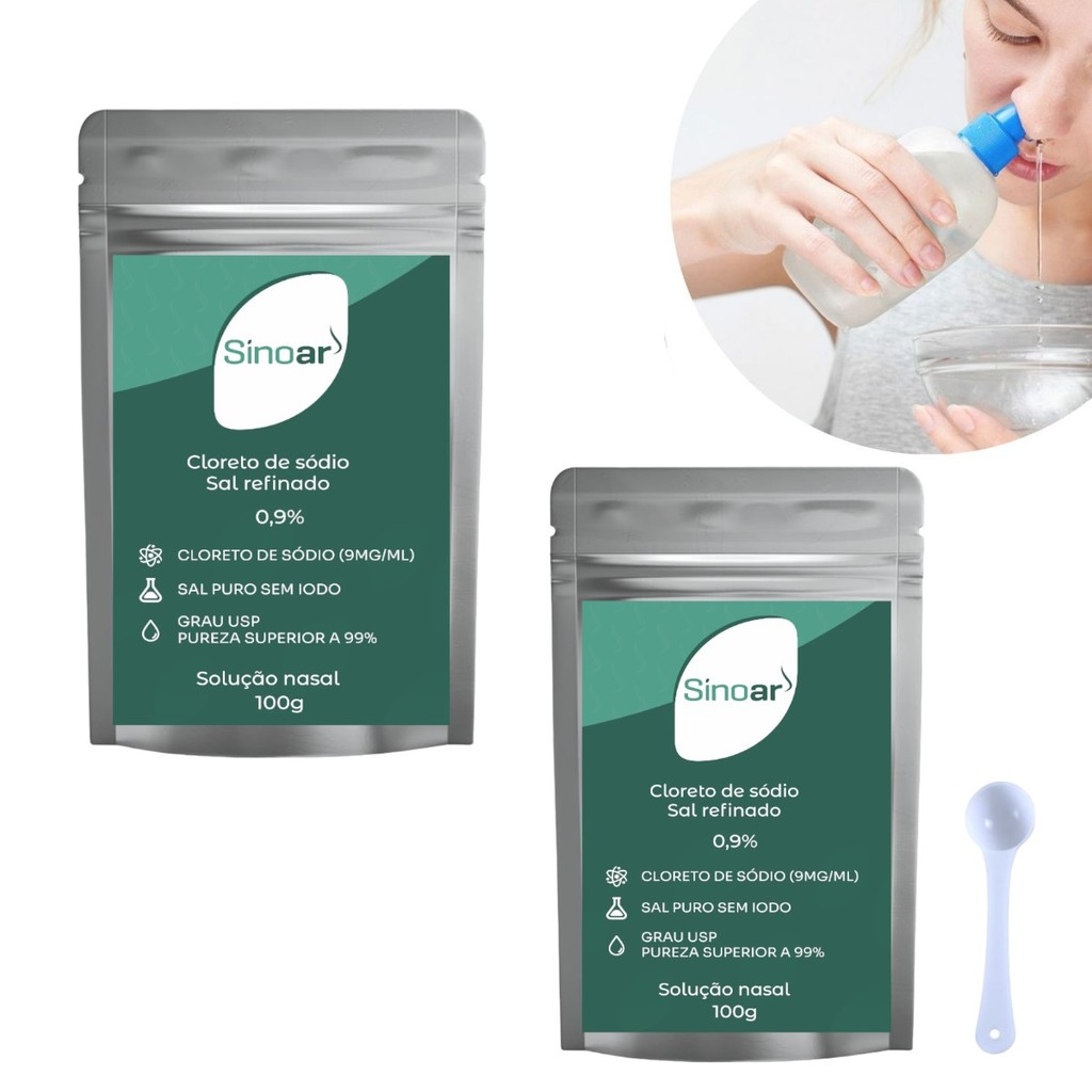2 Sal Sem Iodo Para Limpeza Nasal 100g cada rende + 60 Doses | Shopee ...