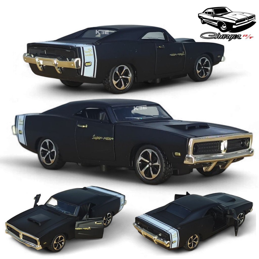 Carrinho Miniatura Ferro Metal Dodge Abre Portas Cor: Preto