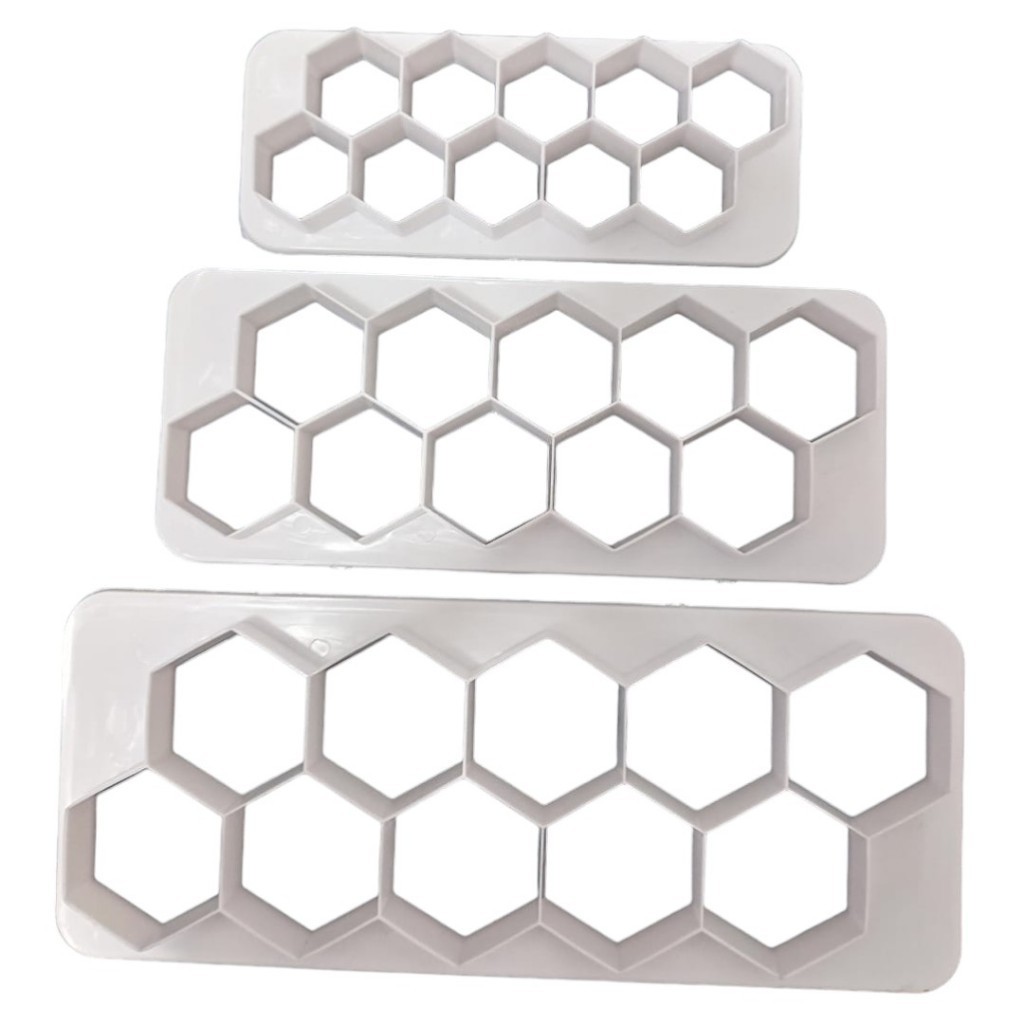 KIT C/3 Cortadores Geométricos COLMEIA HEXÁGONO Artigo de Confeitaria Pasta Americana Biscuit