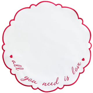 Lugar Americano Branco Bordado All You Need Is Leve Em Vermelho