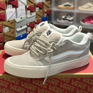 Vans Knu Skool Antideslizante Amortecedor De Choque Sapatos De Tábua Baixa Cinza Branco 35-44