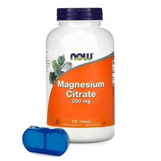 Citrato de Magnésio 200mg Now Foods 250 Tab + Porta Cápsulas