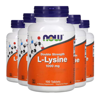 Kit 5x L Lisina Dupla Força 1000mg Now Foods 100 Tab Importado /Made in Usa