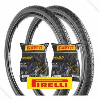 Par de Pneu 26x1.1/2 Manga Turbo Pirelli + 2 Câmara 26x1.9 Pirelli