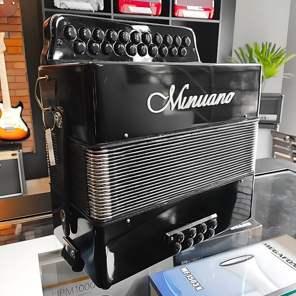 Acordeon 8 Baixos Minuano 21 Botões All Black Fole | Shopee Brasil