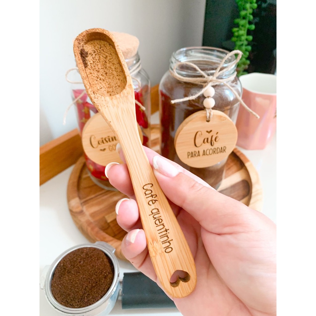 COLHER DOSADORA EM MADEIRA DE BAMBU. PARA CAFÉ, AÇUCAR, LEITE EM PÓ ...