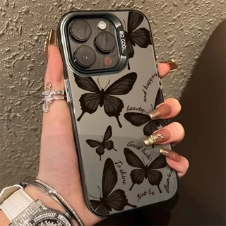 Capa Para Samsung S23 FE S24 S23 Plus Ultra Note 20 Color Silver Hard Phone Case S21 S22 S20 S21 Retro Rabo De Andorinha Borboleta Padrão