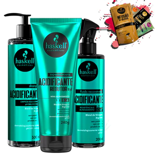 Kit Haskell Acidificante Sh 300ml Másc 240gr e Fluido 200ml