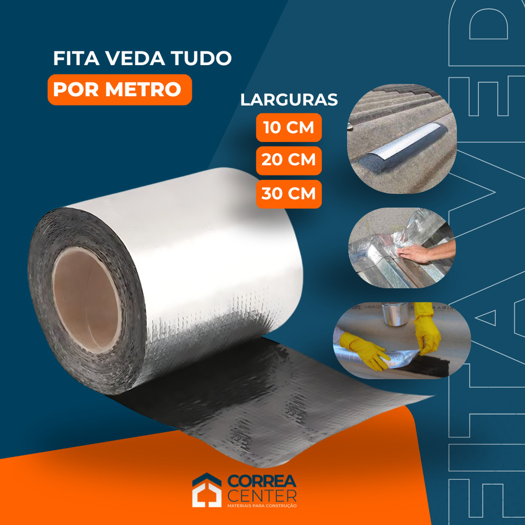 Fita Multiuso Manta Asfaltica Adesiva para Reparos Rufo Calha Telhado ...