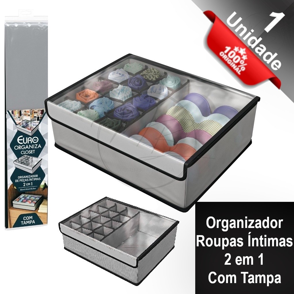 Organizador Porta Roupas Íntimas 2 em 1 Com Tampa | Shopee Brasil