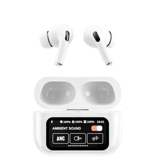 2024 A9 Pro Smart Touch Screen Bluetooth Fone De Ouvido ANC Cancelando Ruído De Fones Sem Fio Com Visor LCD