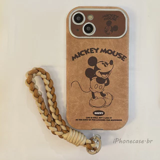 Classic cartoon cute Mickey style PU leather shockproof phone case suitable for iPhone 16 15 14 13 Pro Max