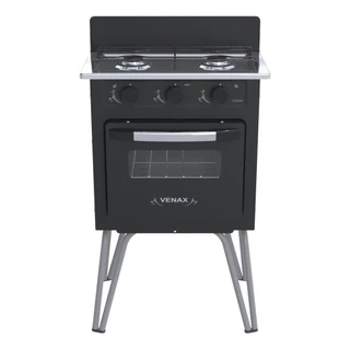 Fogão Portátil 2 Bocas Venax Gemini Vetrô Gas Glp Preto Fosco