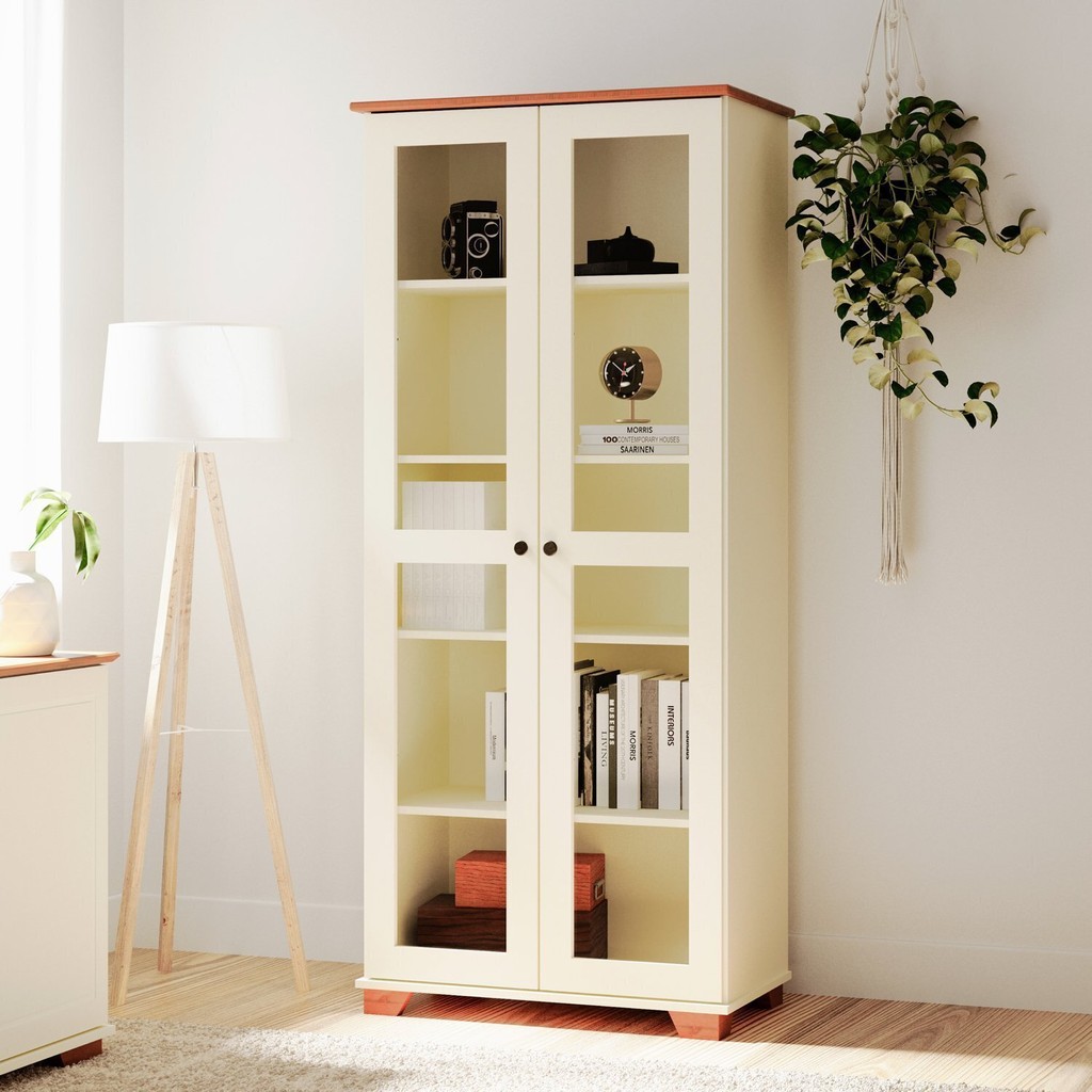 Estante para Livros com Porta de Vidro Ananda Cabecasa Madeiramadeira ...