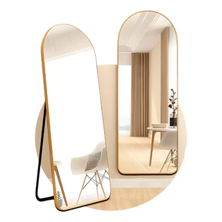 Espelho Grande de Chão Oval com Moldura em Aluminio Corpo Inteiro Casamento