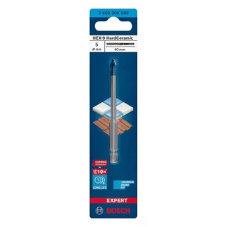 Broca para porcelanato Bosch EXPERT HEX-9 Hard Ceramic 5x90mm em Oferta na Shopee