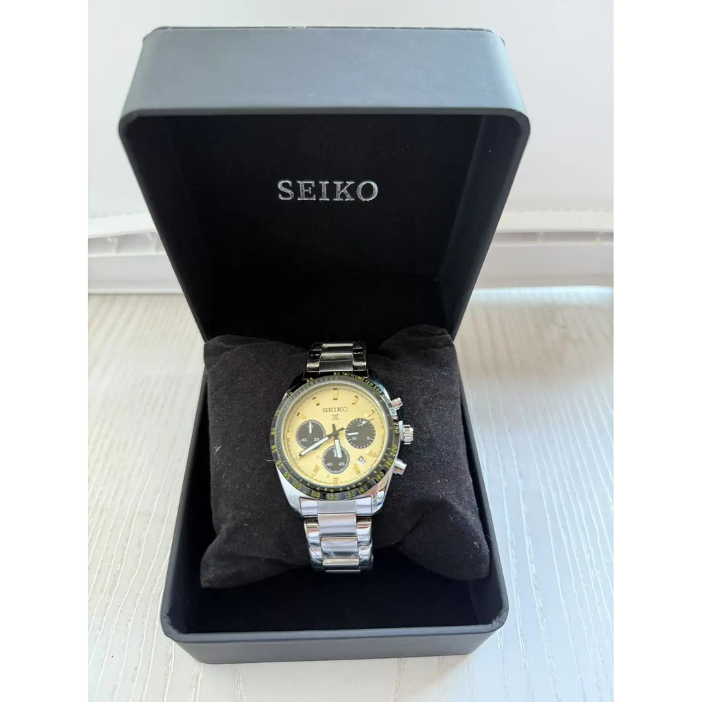 Original Seiko Panda Série Três Olhos Agulha Dial Calendário À