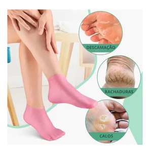 Meia De Silicone Gel Para Hidratar Pés Rachados Ressecados Protetor Calcanhar Spa Caseiro Unissex Kit Pares
