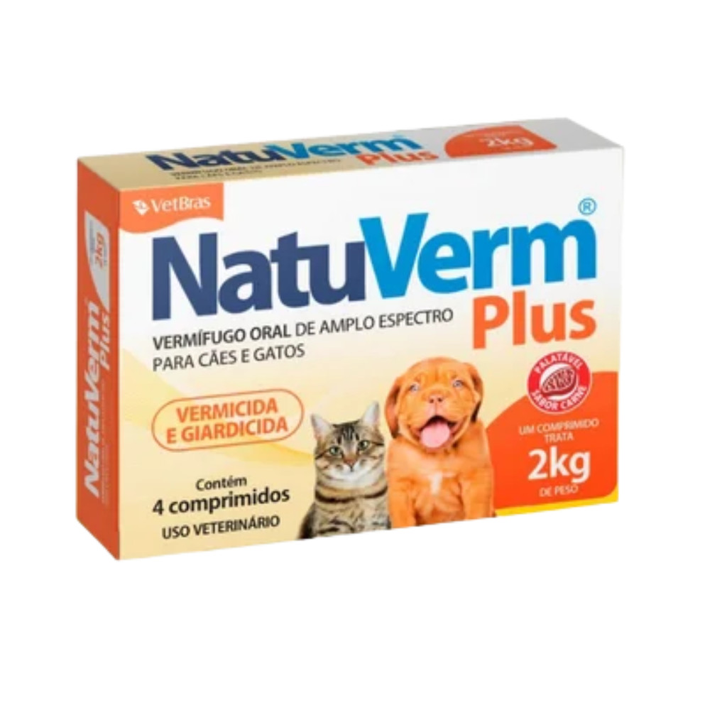 Natu Verm Plus 2kg Vermífugo Para Cachorro E Gato 4 Compr. | Shopee Brasil