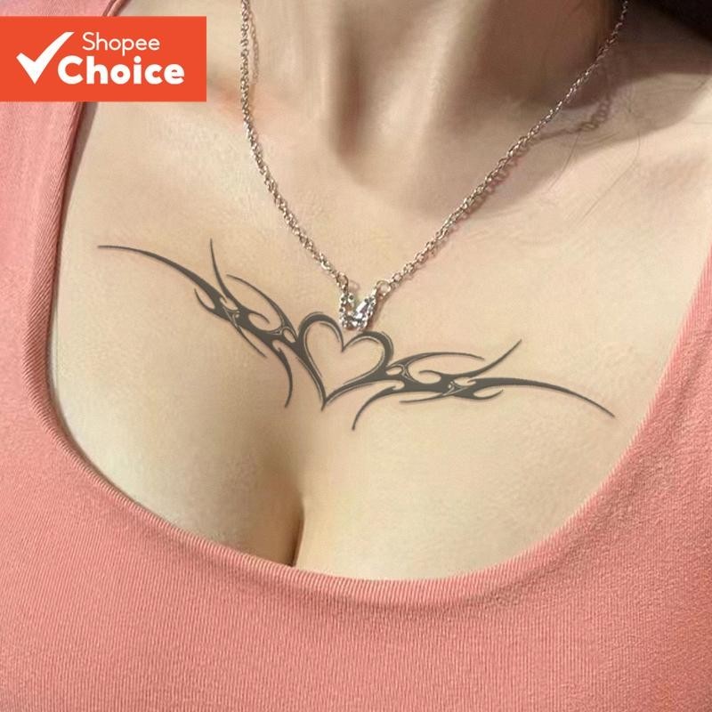 Tatuagem Temporária De Coração De Asa De Anjo À Prova D'água Mulheres Semipermanentes De 15 Dias