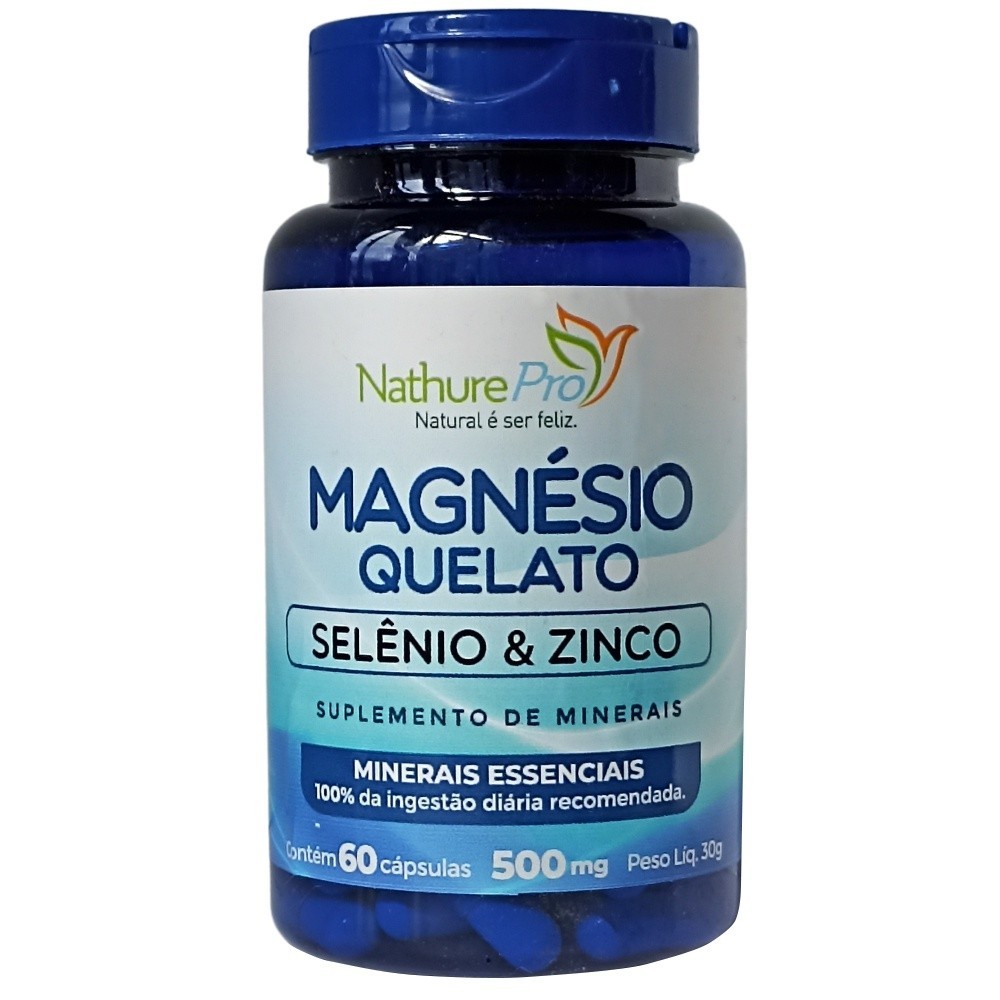 Suplemento Alimentar - Magnésio Quelato Selênio e Zinco 60 Cápsulas ...