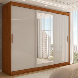 Guarda-Roupa Casal Harvard 3 Portas 2 Gavetas com Espelho 100% Mdf - Panorama Móveis