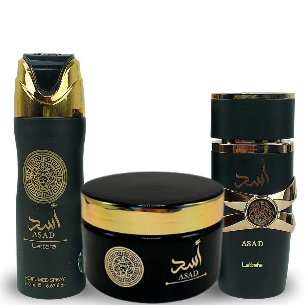 KIT Trio Asad Lattafa Perfume, Desodorante e Creme com Aroma Intenso ...