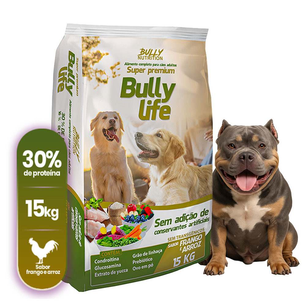 Ração Natural Para Cachorro Pitbull Super Premium Bully Life 15Kg ...