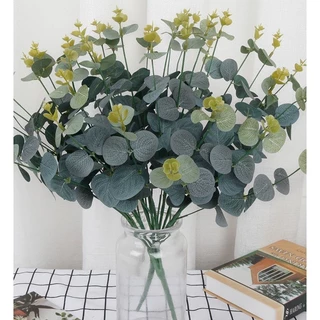 16 Cabeças De Eucalipto Folhas Do Dinheiro Plantas Artificiais Flor Falsificada Folha Folhagem Bush Home Office Decoração Jardim