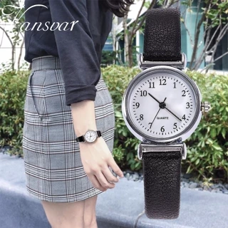 Relógio De Couro Casual Feminino Com Pulseira Quartzo De Discagem Pequena