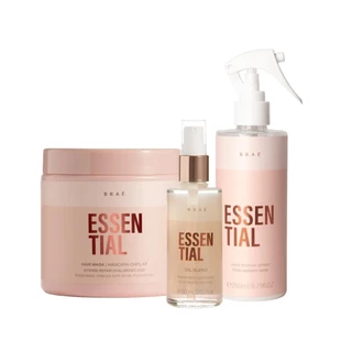 Kit Braé Essential Máscara 500ml, Fluido Reparador Leave-In 260ml, Oil Blend 60ml