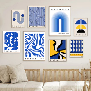 Século Médio Pinturas Em Tela Azul Bauhaus Moderno Geométrica Abstracta Pôsteres De Arte De Parede Impressão De Imagem Para Decoração Da Sala De Estar