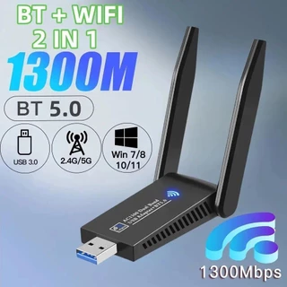Placa De Rede Sem Fio 1300Mbps USB 3.0 Bluetooth 5.0 WIFI 6 Adaptador 5dBi Dual Band 2.4G 5G Lan Ethernet Para PC