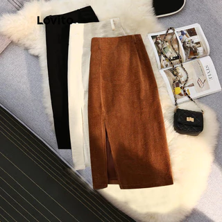 Lovito Saias Elegantes E Lisas Divididas Para Mulheres LNL50236