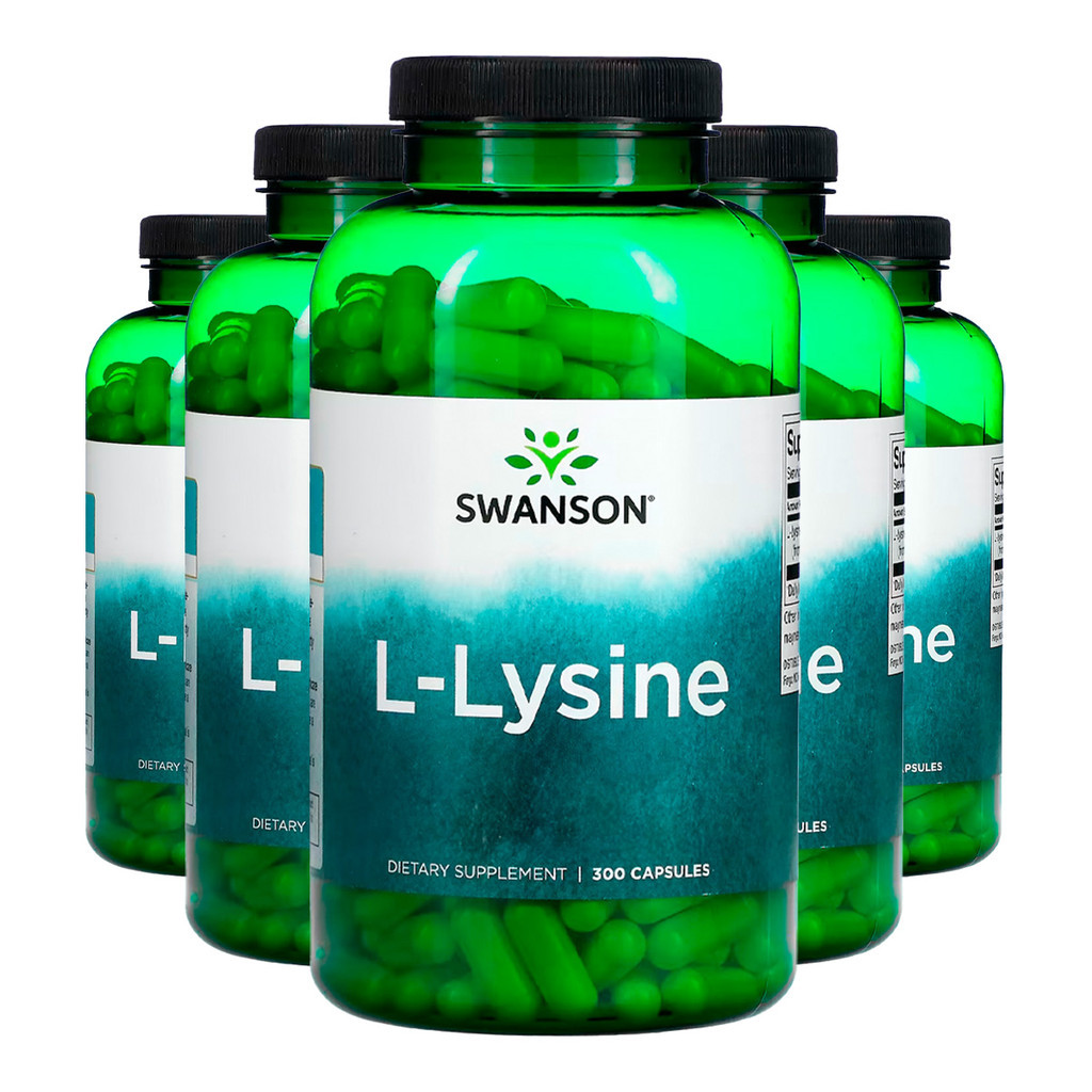 Kit 5x L-Lisina 500mg Swanson Free Form 300 Caps Importado /Made in Usa