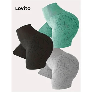 Lovito Short esportivo com impressão lisa esportiva para mulheres LNL77138
