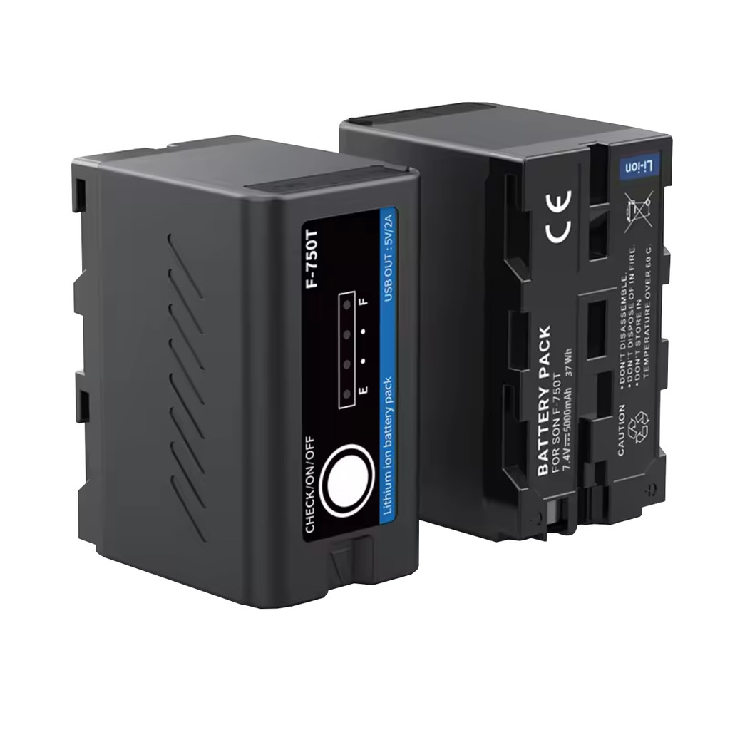 Bateria Recarregável NP-F750T com Power Bank para Iluminadores e Filmadoras