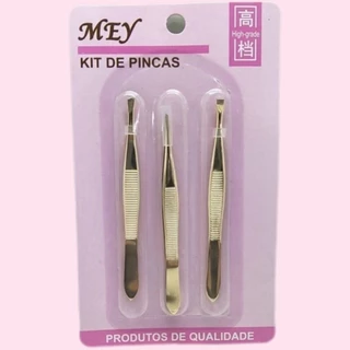 Kit 3 Peças Pinças de Aço Inoxidável Para Remoção de Pelos e Modelagem de Sobrancelhas - MEY - Alta Qualidade em Oferta na Shopee