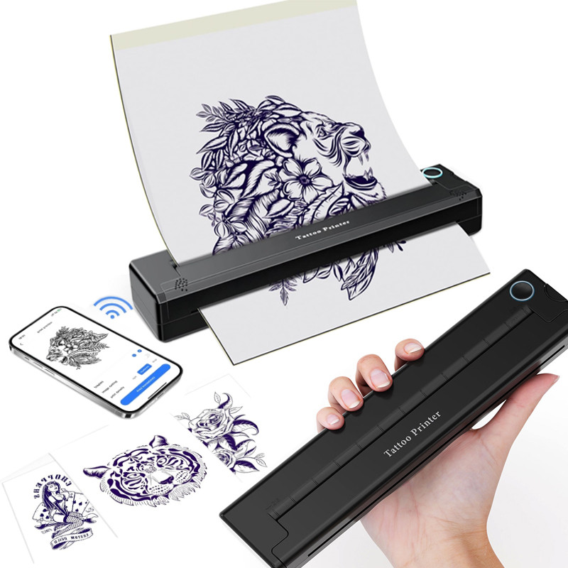 Máquina De Impressora De Transferência De Tatuagem Portátil Tamanho A4 Mini Rede Sem Fio Estêncil Térmico Linha Desenho Impressão Copiadora