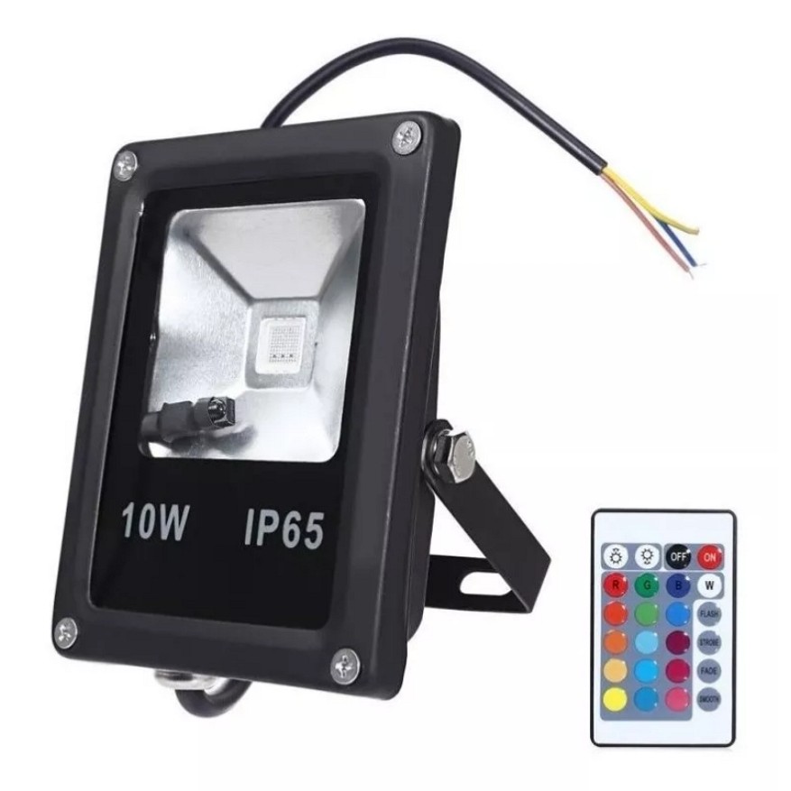 REFLETOR SUPER LED 10W RGB COLORIDO COM CONTROLE BIVOLT