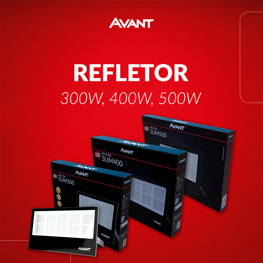 Refletor Led Slim 300w 400w 500w 6500k Branco Frio Ip65 110v/220v Bivolt Avant